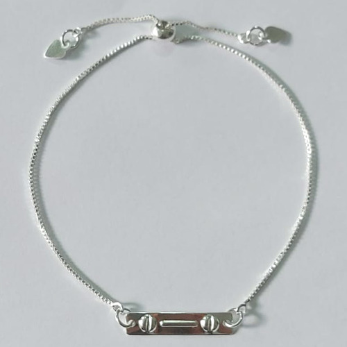 PULSEIRA FOLHEADA A PRATA COM 50 MILÉSIMOS + VERNIZ DIAMOND INFANTIL AJUSTÁVEL COM CHAPINHA DESENHADA PRPS000935