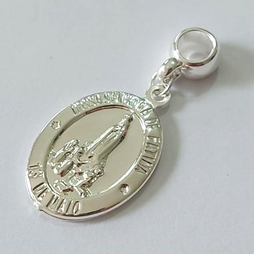 BERLOQUE FOLHEADO A PRATA COM 50 MILÉSIMOS + VERNIZ DIAMOND NOSSA SENHORA DAS GRAÇAS 17MM (UNIDADE) PRBQ000141