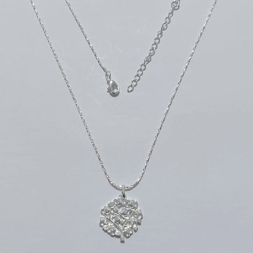 GARGANTILHA FOLHEADA A PRATA COM 50 MILÉSIMOS + VERNIZ DIAMOND CORRENTE l -11 42CM PINGENTE ÁRVORE DA VIDA COM MICRO ZIRCÔNIAS 17MM FECHO LAGOSTA PRGG001190