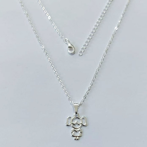 GARGANTILHA FOLHEADA A PRATA COM 50 MILÉSIMOS + VERNIZ DIAMOND CORRENTE CADEADO PINGENTE MENINA 13MM PRGG001240