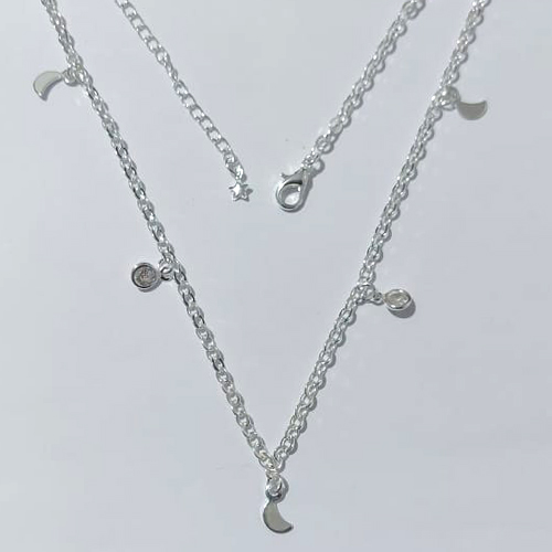 SHOCKER FOLHEADA A PRATA COM 50 MILÉSIMOS + VERNIZ DIAMOND 35CM LUAS E PEDRA CRISTAL BRANCA - FECHO LAGOSTA + EXTENSOR PRSH000157