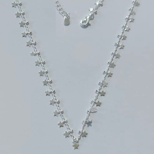 SHOCKER FOLHEADA A PRATA COM 50 MILÉSIMOS + VERNIZ DIAMOND 40CM ESTRELINHAS - FECHO LAGOSTA + EXTENSOR PRSH000157