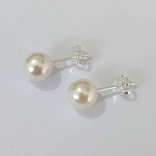 BRINCO FOLHEADO A PRATA COM 50 MILÉSIMOS + VERNIZ DIAMOND PINO PÉROLA 7MM PRBR001008