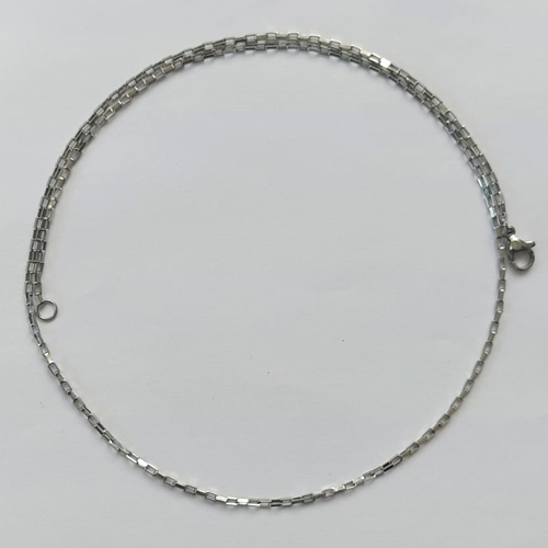 CORRENTE EM AÇO INOXIDAVEL (ACO1012) - CORRENTE TIJOLINHO LARGURA 1,5MM - TAMANHO: 45CM - FECHO LAGOSTA - ACCR000116