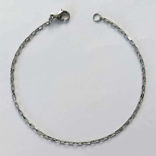 PULSEIRA EM AÇO INOXIDAVEL (ACO1012) - CORRENTE TIJOLINHO LARGURA 1,5MM - TAMANHO: 18CM - FECHO LAGOSTA - ACPS000494