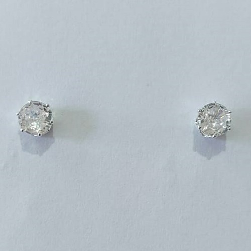 BRINCO FOLHEADO A PRATA COM 50 MILÉSIMOS + VERNIZ DIAMOND REDONDO CRISTAL 6MM PRBR001045