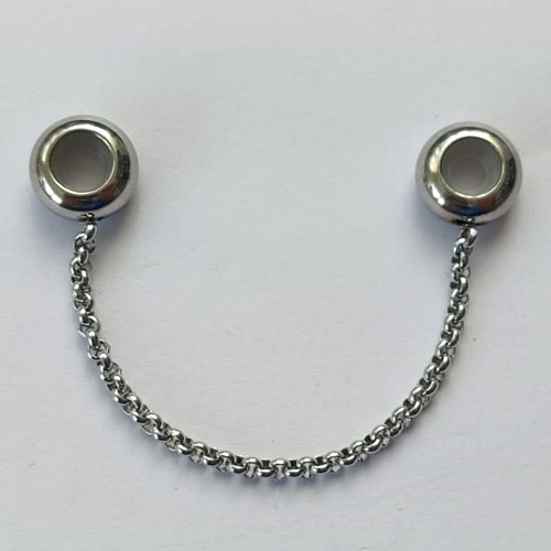 BERLOQUE EM AÇO INOXIDÁVEL - BERLOQUE PARA PULSEIRAS TIPO PANDORA - CORRENTE DE SEGURANÇA 6CM (BQ002188) - COMPOSIÇÃO 100% AÇO INOXIDÁVEL - ACBQ000049