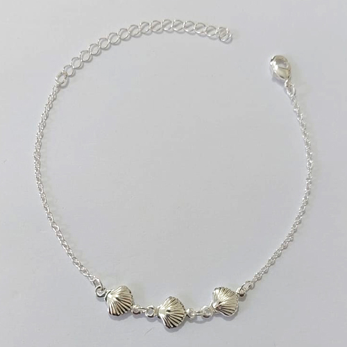 PULSEIRA FOLHEADA A PRATA COM 50 MILÉSIMOS + VERNIZ DIAMOND 17CM CONCHAS PRPS001008