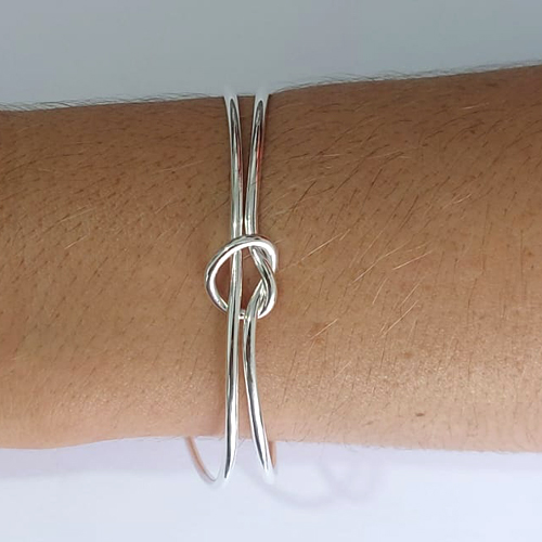 PULSEIRA (BRACELETE) FOLHEADA A PRATA COM 50 MILÉSIMOS + VERNIZ DIAMOND BRACELETE DUPLO NÓ PRPS001009