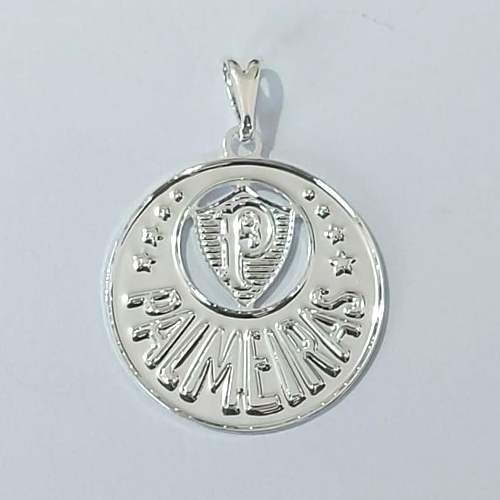 PINGENTE FOLHEADO A PRATA COM 50 MILÉSIMOS + VERNIZ DIAMOND PINGENTE PALMEIRAS 22MM PRPG000067