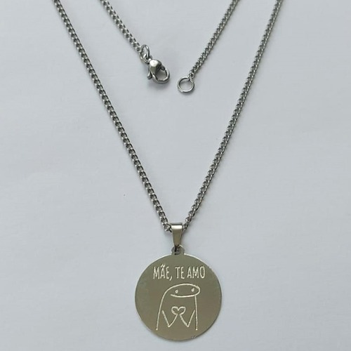 GARGANTILHA EM AÇO INOXIDÁVEL - (AÇO01) GARGANTILHA COM PINGENTE REDONDO "MÃE, TE AMO" - TAMANHO 45CM - FECHO LAGOSTA - COMPOSIÇÃO: AÇO INOXIDÁVEL - ACGG000182