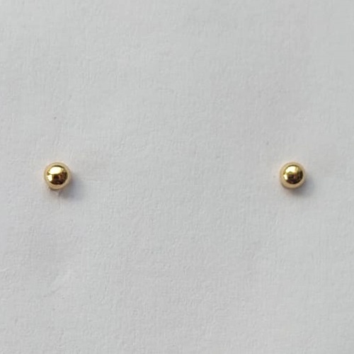 BRINCO FOLHEADO A OURO - BANHADO COM 5 MILÉSIMOS + VERNIZ DIAMOND - BRINCO DE PINO PARA RECÉM NASCIDO BOLINHA 2MM (OURO064) OUBR000124