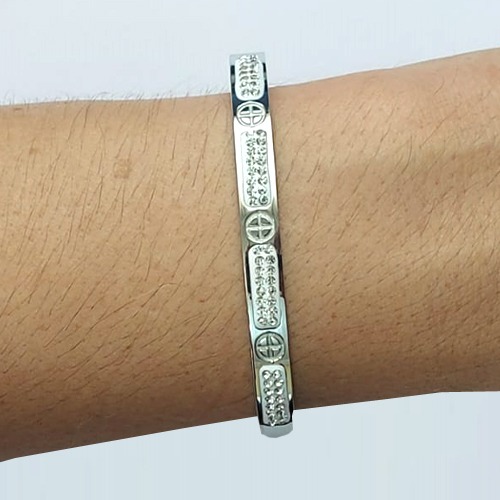 PULSEIRA (BRACELETE) EM AÇO INOXIDÁVEL - BRACELETE ESTILO CARTIER COM BRILHOS - COMPOSIÇÃO: AÇO INOXIDÁVEL (ACO1195) ACPS000547