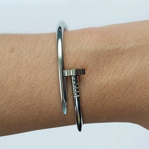 PULSEIRA (BRACELETE) EM AÇO INOXIDÁVEL - BRACELETE PREGO COM TREVO - COMPOSIÇÃO: AÇO INOXIDÁVEL - (ACO1197) ACPS000550