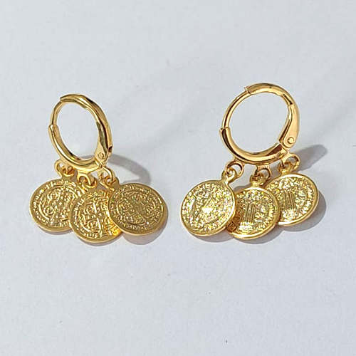 BRINCO FOLHEADO A OURO - BANHADO COM 5 MILÉSIMOS + VERNIZ DIAMOND - BRINCO ARGOLINHA DE PRESSÃO PINGENTES SÃO BENTO 8MM - (OURO114)- OUBR000159