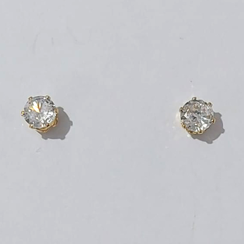 BRINCO FOLHEADO A OURO - BANHADO COM 5 MILÉSIMOS + VERNIZ DIAMOND - BRINCO DE PINO ZIRCÔNIA 5MM OURO118- OUBR000162