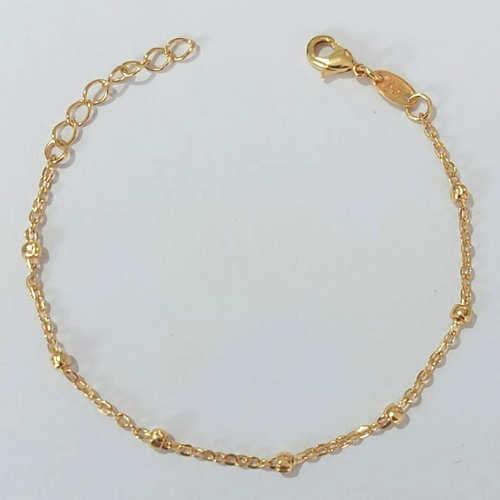 PULSEIRA FOLHEADA A OURO - BANHADO COM 5 MILÉSIMOS + VERNIZ DIAMOND - PULSEIRA COM BOLINHAS - TAMANHOS: 12CM + EXTENSOR - (OURO163) OUPS000037