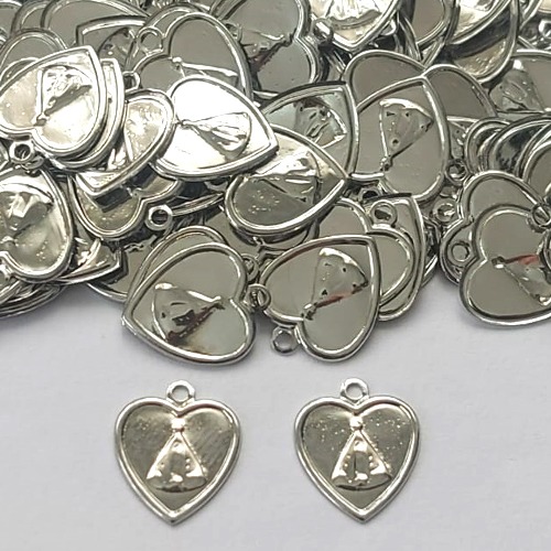 ACESSÓRIOS EM AÇO INOXIDÁVEL - PINGENTE CORAÇÃO COM NOSSA SRA APARECIDA 13MM - ACAC000023