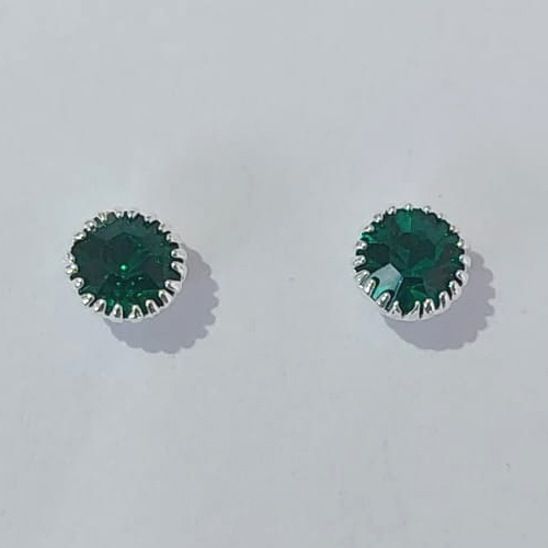 BRINCO FOLHEADO A PRATA COM 50 MILÉSIMOS + VERNIZ DIAMOND ZIRCÔNIA VERDE COM BORDA 7MM PRBR001068