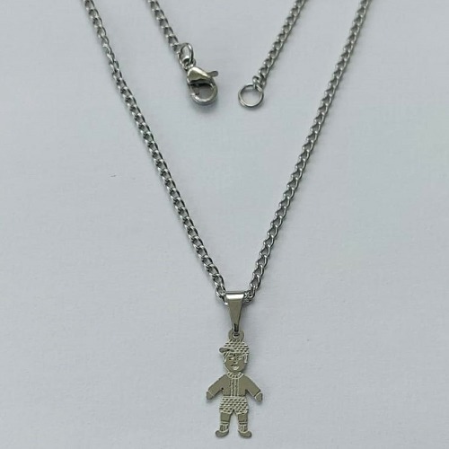 GARGANTILHA EM AÇO INOXIDÁVEL - GARGANTILHA COM PINGENTE MENINO 8X18MM - TAMANHO: 45CM - FECHO LAGOSTA - COMPOSIÇÃO: AÇO INOXIDÁVEL - (AÇO1270) ACGG000195