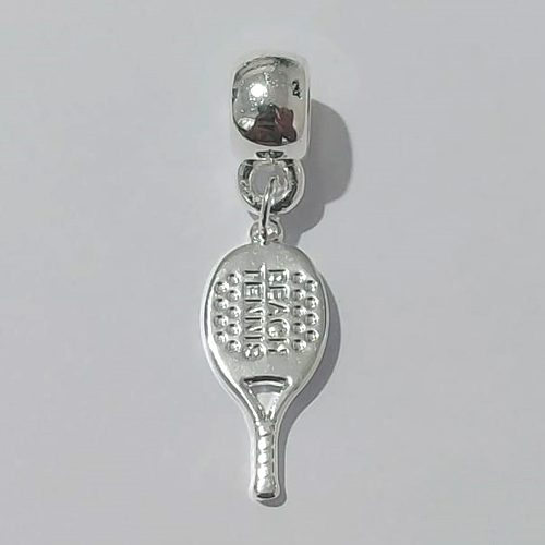 BERLOQUE FOLHEADO A PRATA COM 50 MILÉSIMOS + VERNIZ DIAMOND RAQUETE BEACH TENNIS 8MM (UNIDADE) PRBQ000166