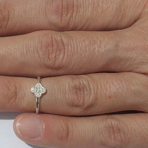 ANEL FOLHEADO A PRATA COM 50 MILÉSIMOS + VERNIZ DIAMOND ANEL FALANGE TREVO COM ZIRCÔNIAS PRAN000067