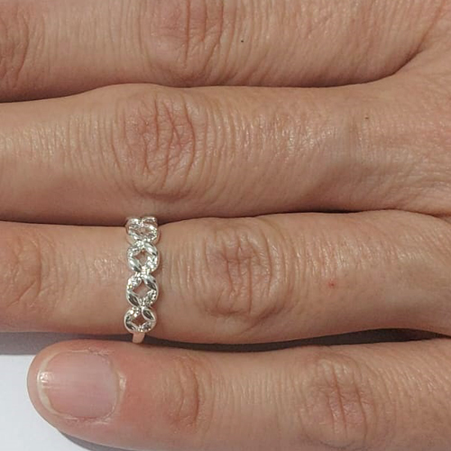 ANEL FOLHEADO A PRATA COM 50 MILÉSIMOS + VERNIZ DIAMOND ANEL FALANGE CÍRCULOS VAZADOS PRAN000069