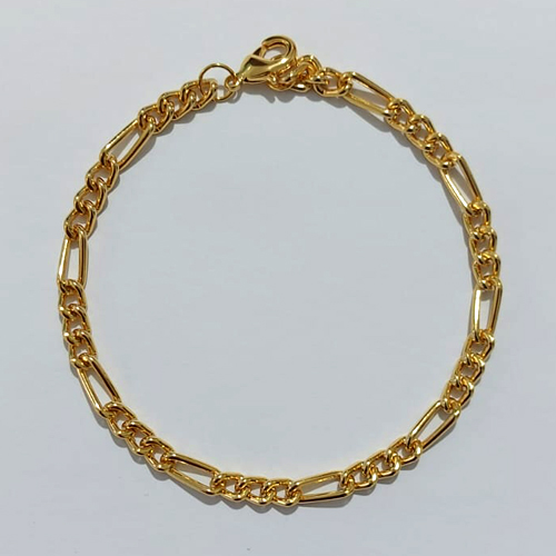 PULSEIRA FOLHEADA A OURO - BANHADO COM 5 MILÉSIMOS + VERNIZ DIAMOND - PULSEIRA 23CM 3X1 LARGURA 4MM OUPS000038