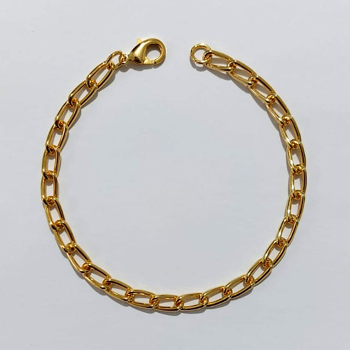 PULSEIRA FOLHEADA A OURO - BANHADO COM 5 MILÉSIMOS + VERNIZ DIAMOND - PULSEIRA 21CM LARGURA 6MM OUPS000040