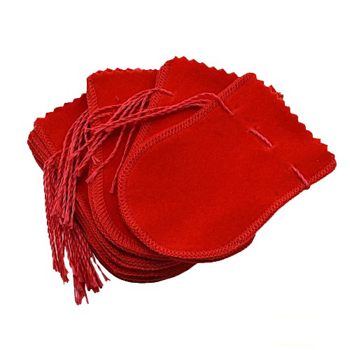SAQUINHO DE VELUDO PARA JOIAS COM 1 CORDÃO 6X6CM VERMELHO (1607) (VENDIDO POR UNIDADE) - PREB000021
