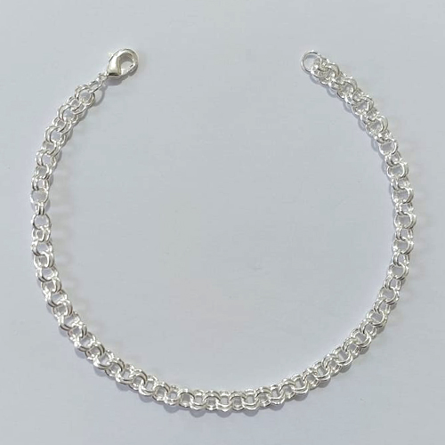 PULSEIRA FOLHEADA A PRATA COM 50 MILÉSIMOS + VERNIZ DIAMOND - PULSEIRA COM ARGOLAS DUPLAS - TAMANHO: 19CM - FECHO LAGOSTA PRPS001023