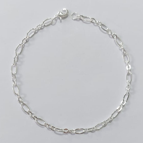 PULSEIRA FOLHEADA A PRATA COM 50 MILÉSIMOS + VERNIZ DIAMOND - PULSEIRA ELLO 1X3 LARGURA 4MM - TAMANHO: 21CM - FECHO LAGOSTA PRPS001037
