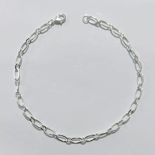 PULSEIRA FOLHEADA A PRATA COM 50 MILÉSIMOS + VERNIZ DIAMOND - PULSEIRA ELLO 1X1 LARGURA 4MM - TAMANHO: 21CM - FECHO LAGOSTA PRPS001037