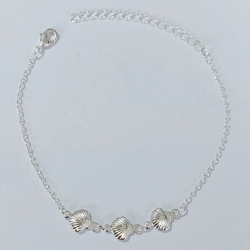 PULSEIRA FOLHEADA A PRATA COM 50 MILÉSIMOS + VERNIZ DIAMOND - PULSEIRA COM CONCHAS- TAMANHO: 16CM + EXTENSOR - FECHO LAGOSTA(PRA062) PRPS001037