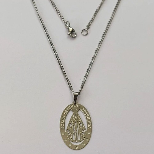 GARGANTILHA EM AÇO INOXIDÁVEL - GARGANTILHA COM PINGENTE NOSSA SENHORA APARECIDA 14MM - TAMANHO: 45CM - COMPOSIÇÃO: AÇO INOXIDÁVEL - (AÇO1377)ACGG000236