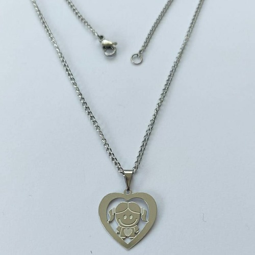 GARGANTILHA EM AÇO INOXIDÁVEL- GARGANTILHA COM PINGENTE CORAÇÃO VAZADO MENINA 18MM - TAMANHO: 45CM - COMPOSIÇÃO: AÇO INOXIDÁVEL - (AÇO1381)ACGG000239