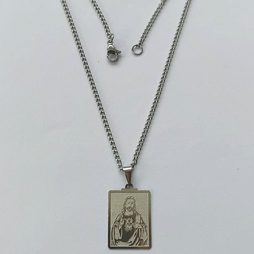 GARGANTILHA EM AÇO INOXIDÁVEL - GARGANTILHA COM PINGENTE JESUS CRISTO 14X21MM - TAMANHO: 45CM - COMPOSIÇÃO: AÇO INOXIDÁVEL - (AÇO1390)ACGG000248