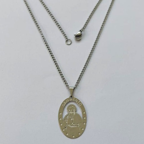GARGANTILHA EM AÇO INOXIDÁVEL - GARGANTILHA COM PINGENTE SÃO BENTO 17MM - TAMANHO: 45CM - COMPOSIÇÃO: AÇO INOXIDÁVEL - (AÇO1393)ACGG000251
