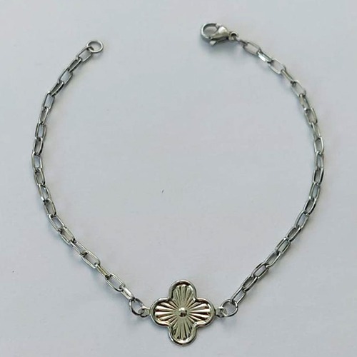 PULSEIRA EM AÇO INOXIDÁVEL - (ACO13) PULSEIRA TREVO (E1368) 12MM TAMANHO 18CM - LARGURA 1,8MM - FECHO LAGOSTA - COMPOSIÇÃO: AÇO INOXIDÁVEL - (AÇO1406)ACPS000600