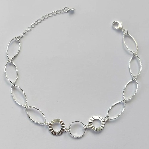PULSEIRA FOLHEADA A PRATA COM 50 MILÉSIMOS + VERNIZ DIAMOND - PULSEIRA VAZADA  - TAMANHO: 18CM - FECHO LAGOSTA + EXTENSOR (PRA026) PRPS001063