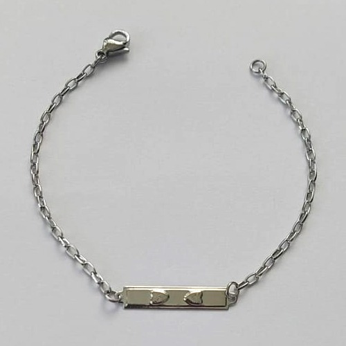PULSEIRA EM AÇO INOXIDÁVEL (AÇO12) - PULSEIRA INFANTIL CHAPINHA DESENHADA CORAÇÃO 20MM TAMANHO 14CM - LARGURA 1,0MM - FECHO LAGOSTA - COMPOSIÇÃO: AÇO INOXIDÁVEL - (AÇO1409)ACPS000602