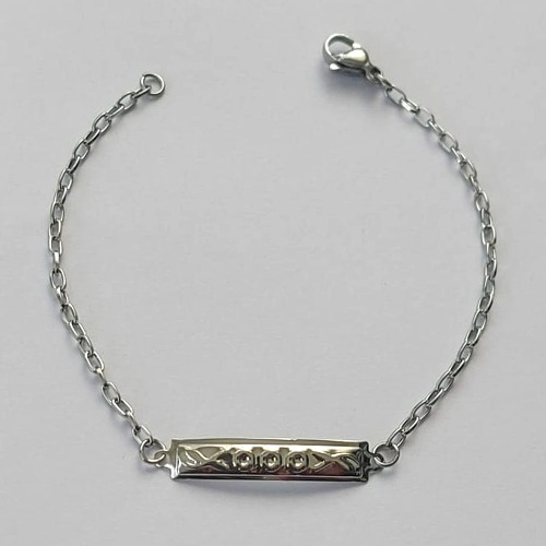 PULSEIRA EM AÇO INOXIDÁVEL(AÇO12) - PULSEIRA INFANTIL CHAPINHA DESENHADA 23MM TAMANHO 15CM - LARGURA 1,0MM - FECHO LAGOSTA - COMPOSIÇÃO: AÇO INOXIDÁVEL - (AÇO1410)ACPS000603
