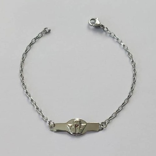 PULSEIRA EM AÇO INOXIDÁVEL (AÇO12) - PULSEIRA INFANTIL CHAPINHA DESENHADA ANJINHO 22MM TAMANHO 15CM - LARGURA 1,0MM - FECHO LAGOSTA - COMPOSIÇÃO: AÇO INOXIDÁVEL - (AÇO1412)ACPS000605
