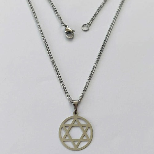 GARGANTILHA EM AÇO INOXIDÁVEL - GARGANTILHA COM PINGENTE ESTRELA DE DAVI 16MM - TAMANHO: 45CM - COMPOSIÇÃO: AÇO INOXIDÁVEL - (AÇO1419))ACGG000265