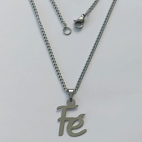 GARGANTILHA EM AÇO INOXIDÁVEL - GARGANTILHA COM PINGENTE FÉ 13MM - TAMANHO: 45CM - COMPOSIÇÃO: AÇO INOXIDÁVEL - (AÇO1456) ACGG000273