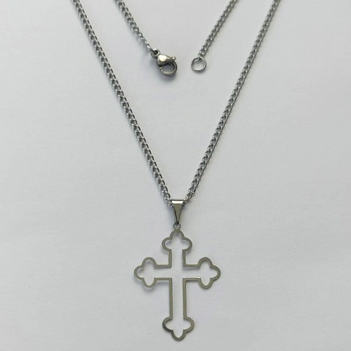 GARGANTILHA EM AÇO INOXIDÁVEL - GARGANTILHA COM PINGENTE CRUCIFIXO VAZADO 21X28MM - TAMANHO: 45CM - COMPOSIÇÃO: AÇO INOXIDÁVEL - (AÇO1462)ACGG000277
