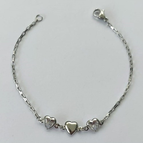 PULSEIRA EM AÇO INOXIDÁVEL - (ACO1012) - PULSEIRA COM CORAÇÃO EM ZIRCÔNIA LILÁS - TAMANHO 17CM - FECHO LAGOSTA - COMPOSIÇÃO: AÇO INOXIDÁVEL - (AÇO1473)) ACPS000611