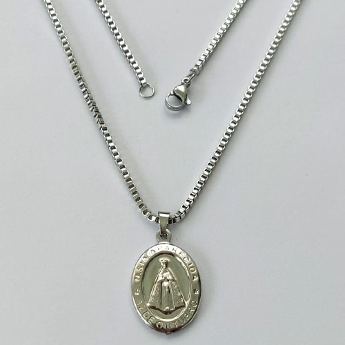 GARGANTILHA EM AÇO INOXIDÁVEL - (ACO1035) - GARGANTILHA (1035) PINGENTE NOSSA SENHORA APARECIDA 17MM(E0945)- TAMANHO 50CM - FECHO LAGOSTA - COMPOSIÇÃO: AÇO INOXIDÁVEL - (AÇO1475)ACGG000281