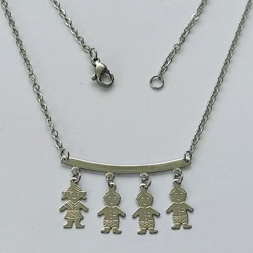 GARGANTILHA EM AÇO INOXIDÁVEL - (ACO03C) - GARGANTILHA PINGENTE CANGA 1 MENINA E  3 MENINO - TAMANHO 45CM - FECHO LAGOSTA - COMPOSIÇÃO: AÇO INOXIDÁVEL - (AÇO1491) ACGG000289