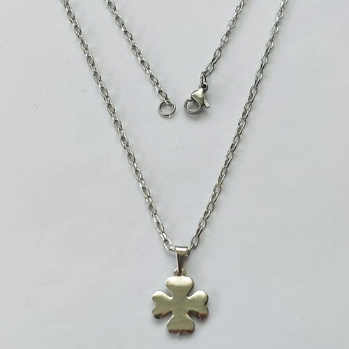 GARGANTILHA EM AÇO INOXIDÁVEL - GARGANTILHA PINGENTE TREVO 12MM - TAMANHO 50CM - FECHO LAGOSTA - COMPOSIÇÃO: AÇO INOXIDÁVEL - (AÇO1499)ACGG000296